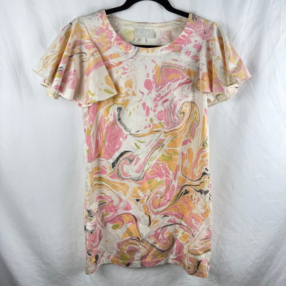 Amanda Bond Savannah Hand-Marbled Cotton Dress XS Artsy Festival Lightweight‎